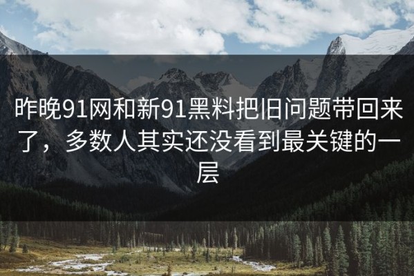 昨晚91网和新91黑料把旧问题带回来了，多数人其实还没看到最关键的一层